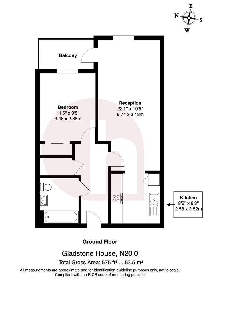 Floorplan for Gladstone House, N20