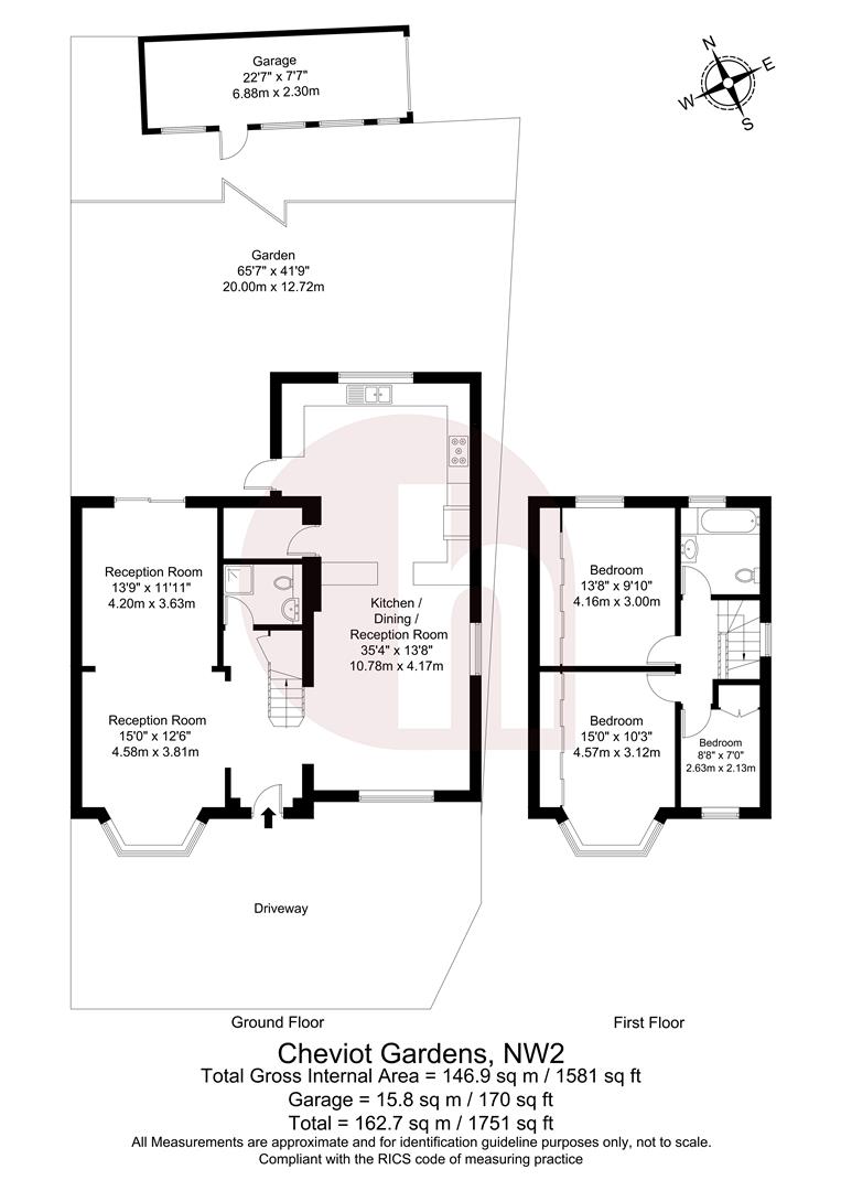 Floorplan for Cheviot Gardens, NW2