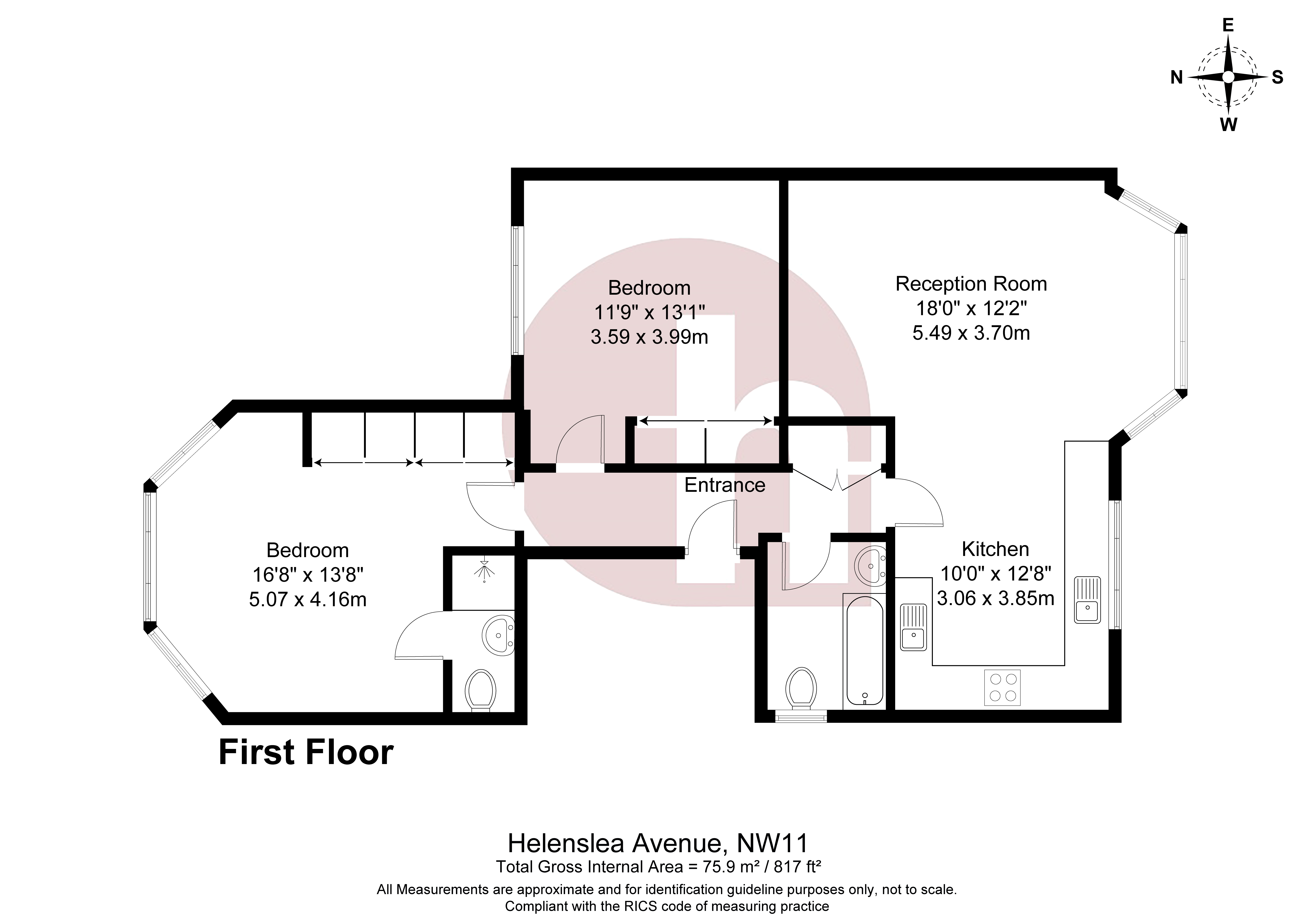 Floorplan for Helenslea Avenue, Golders Green