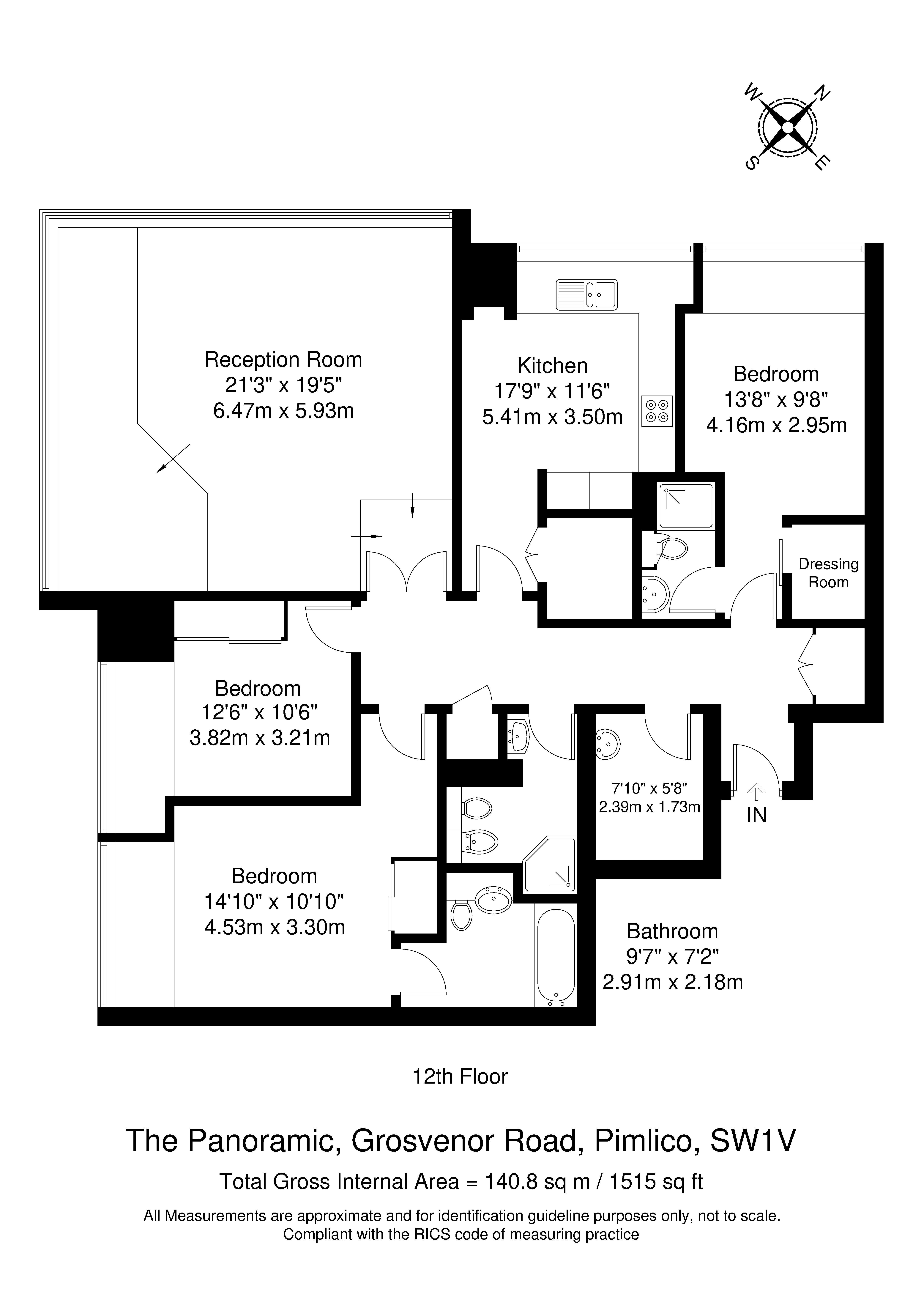 Floorplan for The Panoramic, 152 Grosvenor Road, Pimlico