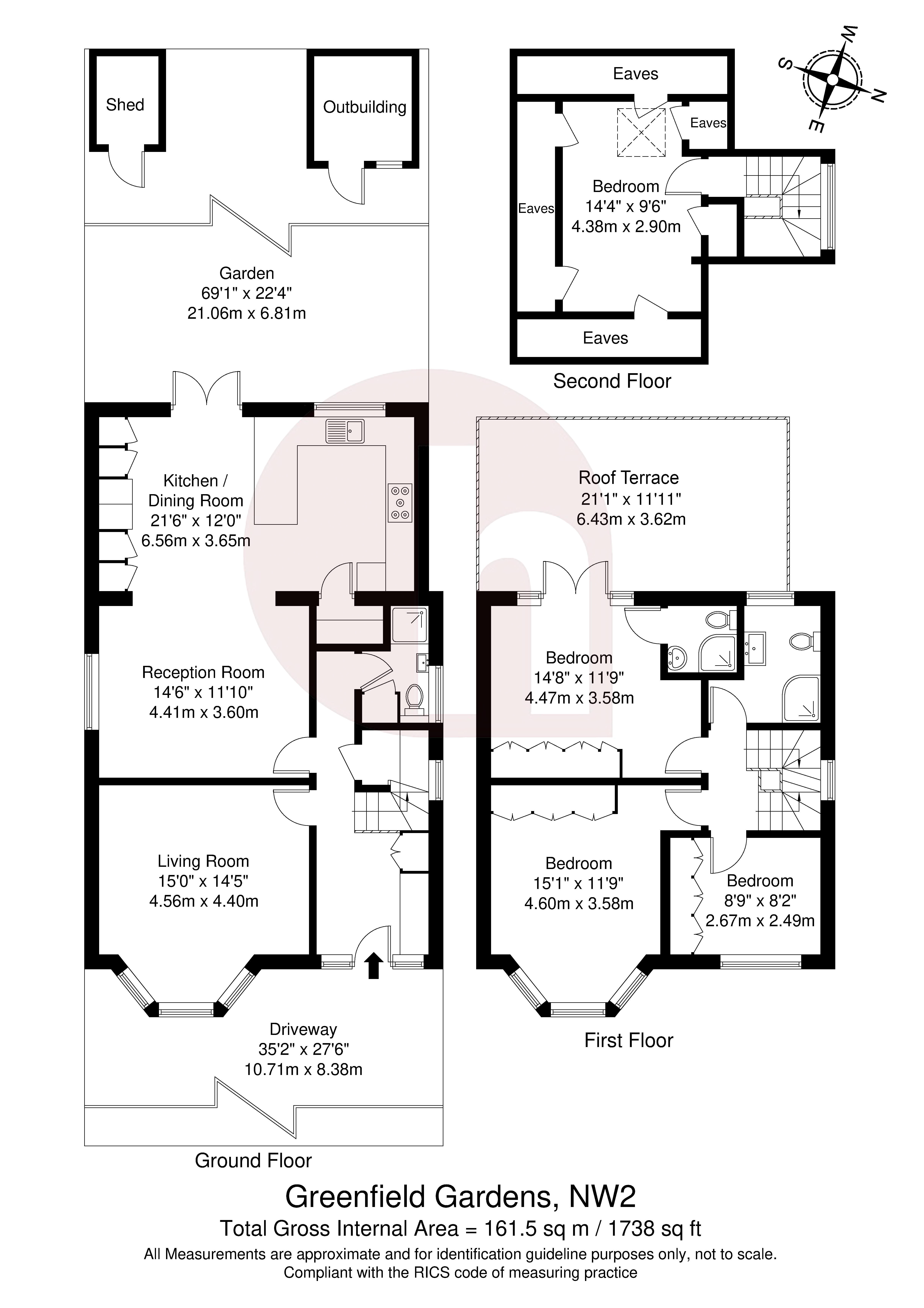 Floorplan for Greenfield Gardens, Childs Hill