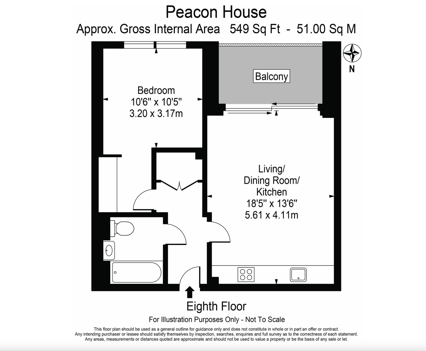 Floorplan for Flat , Peacon House, Thonrey Close, London