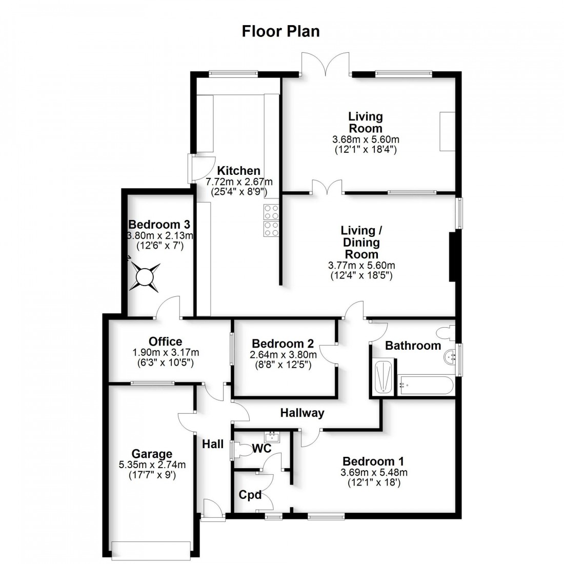 Floorplan for Prentice Close, Longstanton, CB24