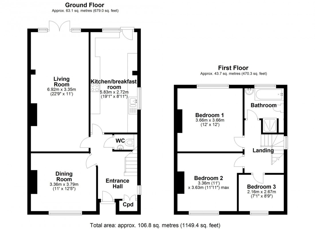Floorplan for Lambs Lane, Cottenham, CB24