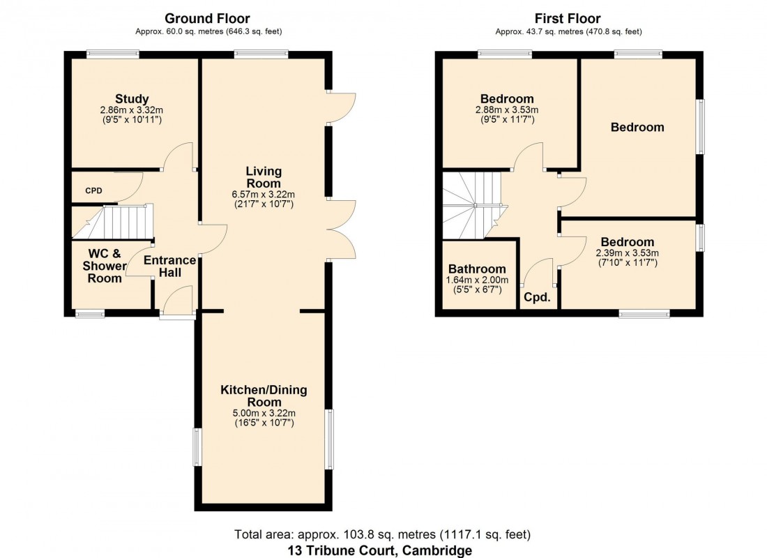 Floorplan for Tribune Court, Cambridge, CB4