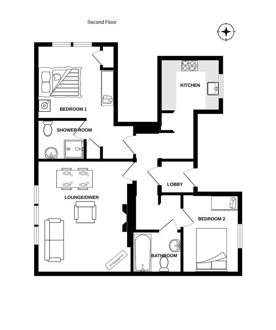 Floorplan for Sea Court, Taunton Road, Swanage