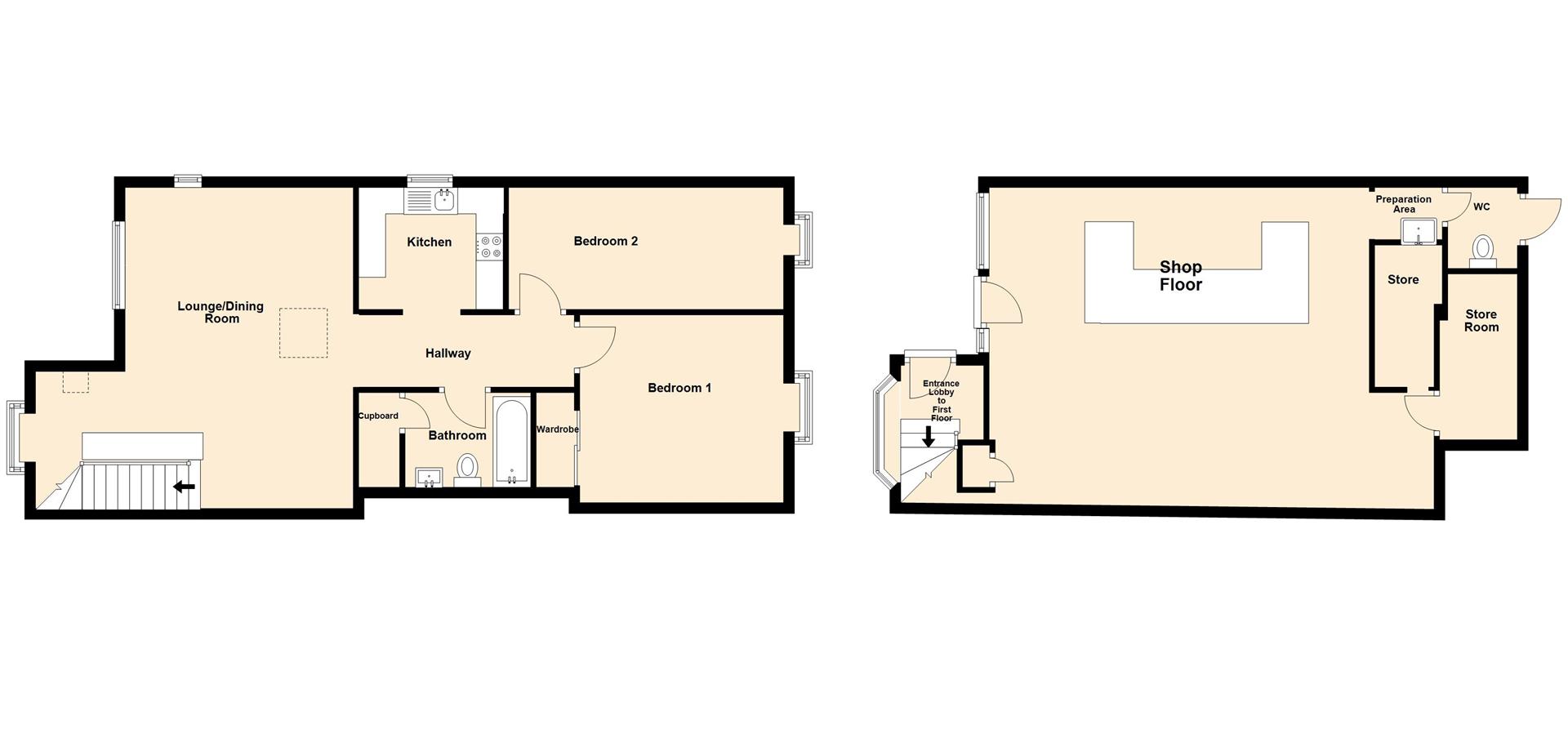 Floorplan for Flat and Shop, High Street