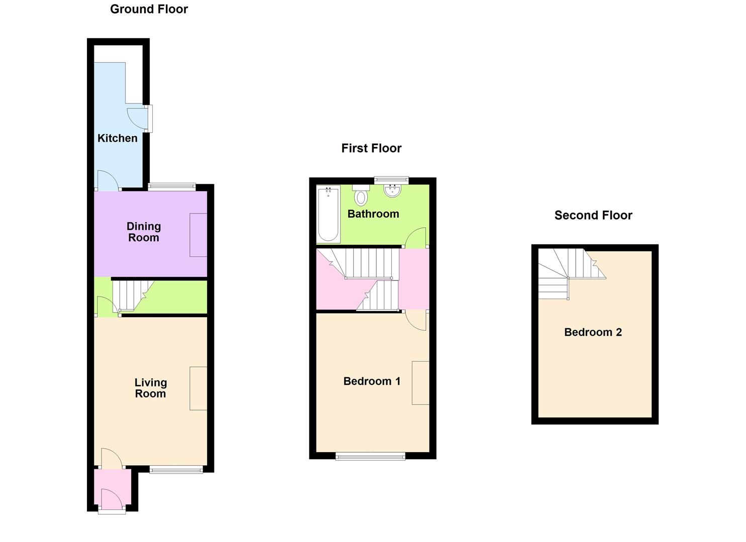 Floorplan for Sweetpea Cottage, Wakeham, Portland