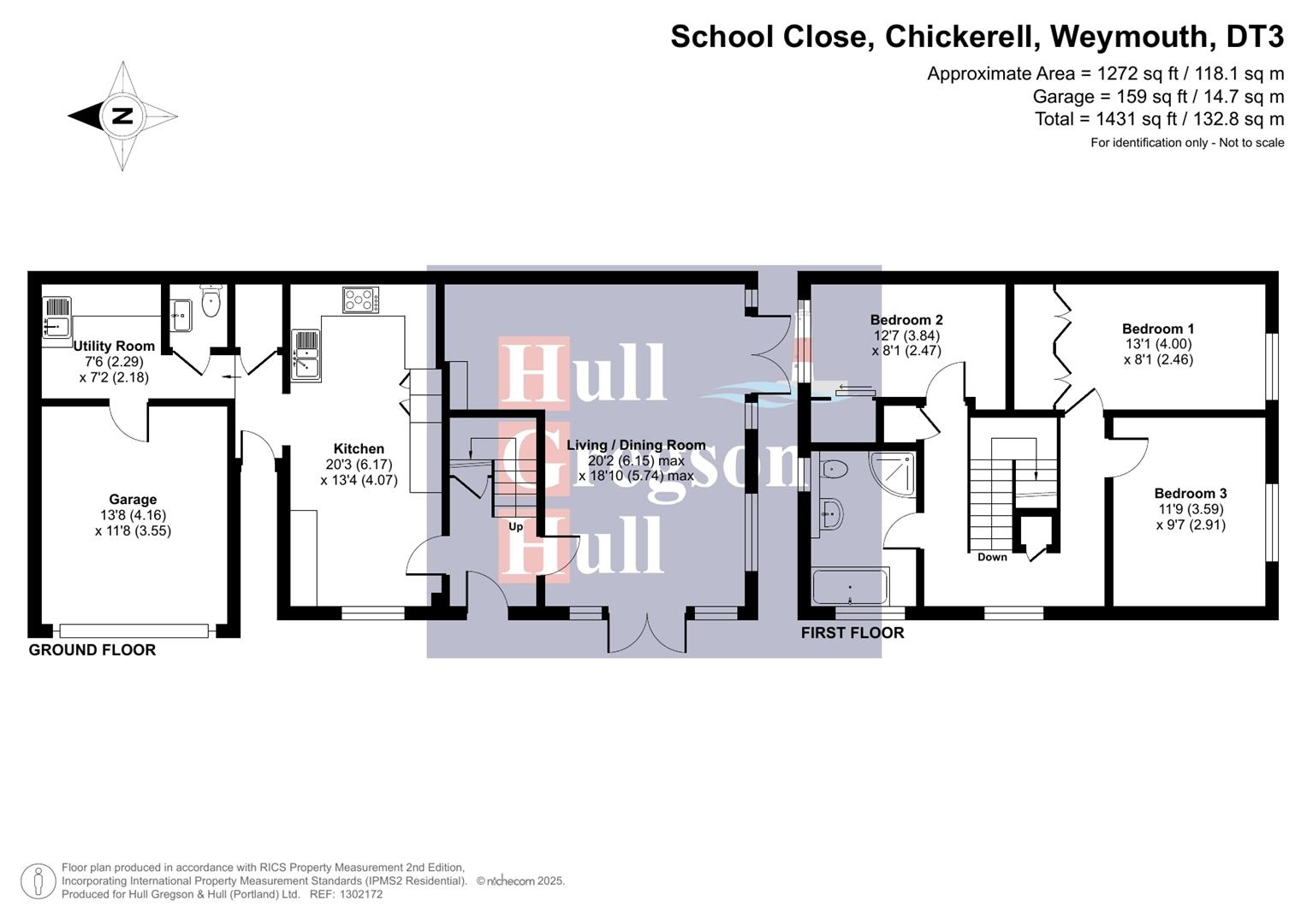Floorplan for School Close, Chickerell, Weymouth