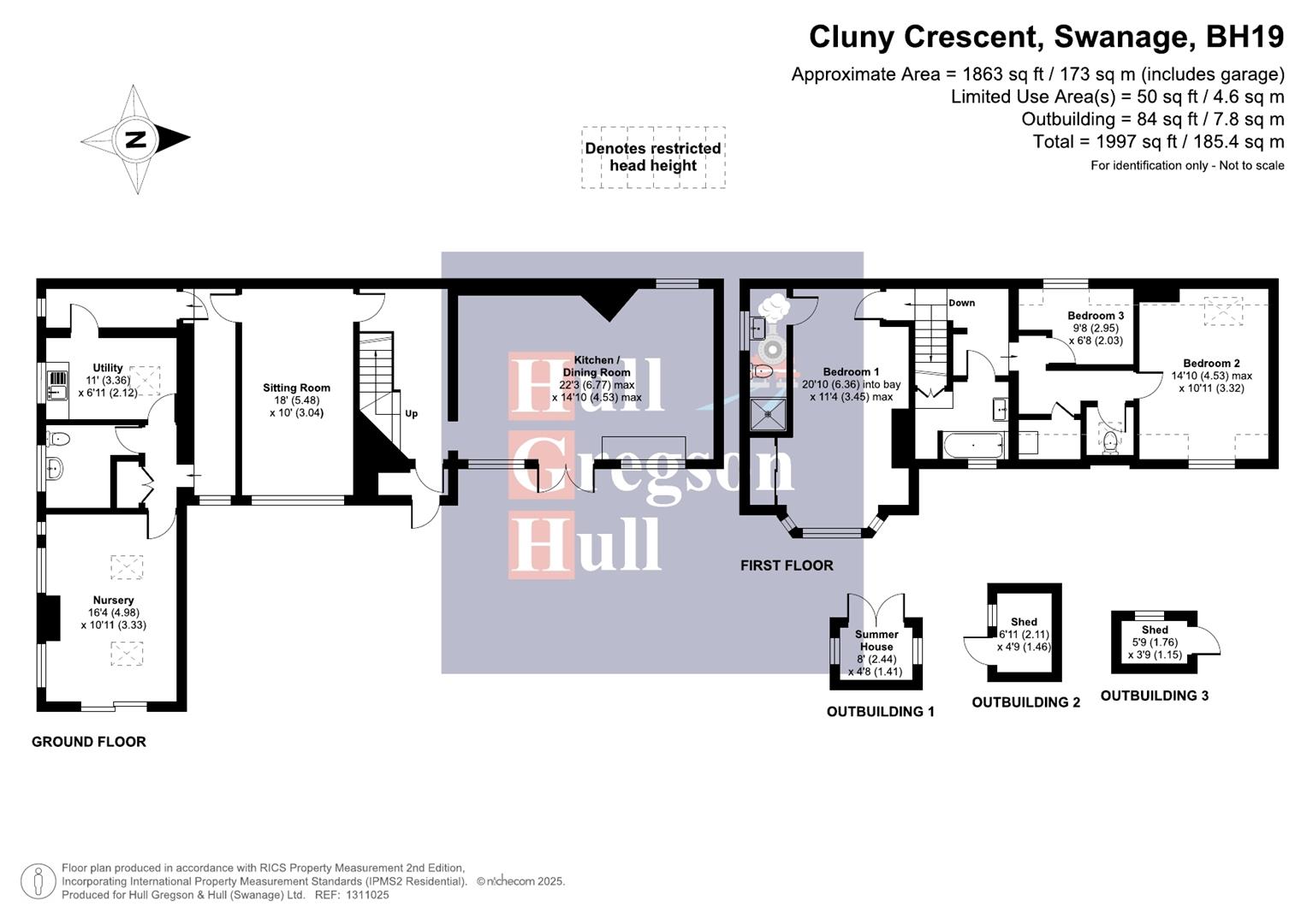 Floorplan for Cluny Crescent, Swanage