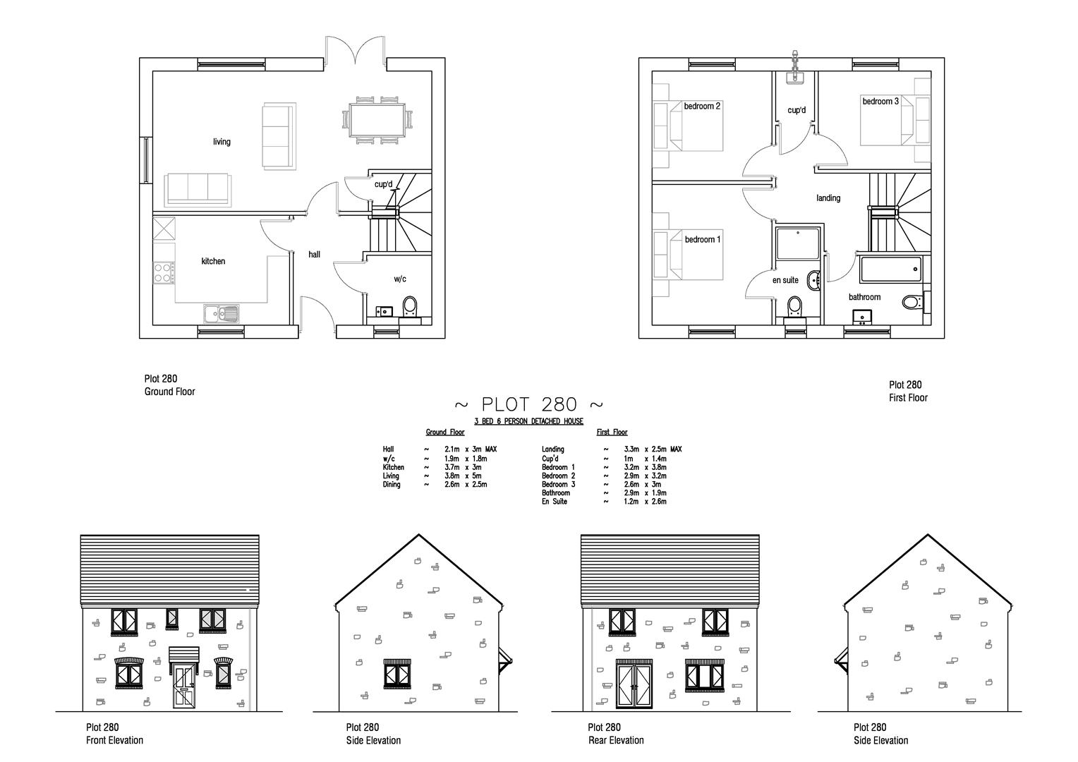 Floorplan for Plot 280 Curtis Fields, 75 Curtis Fields, Weymouth, DT4 0TS