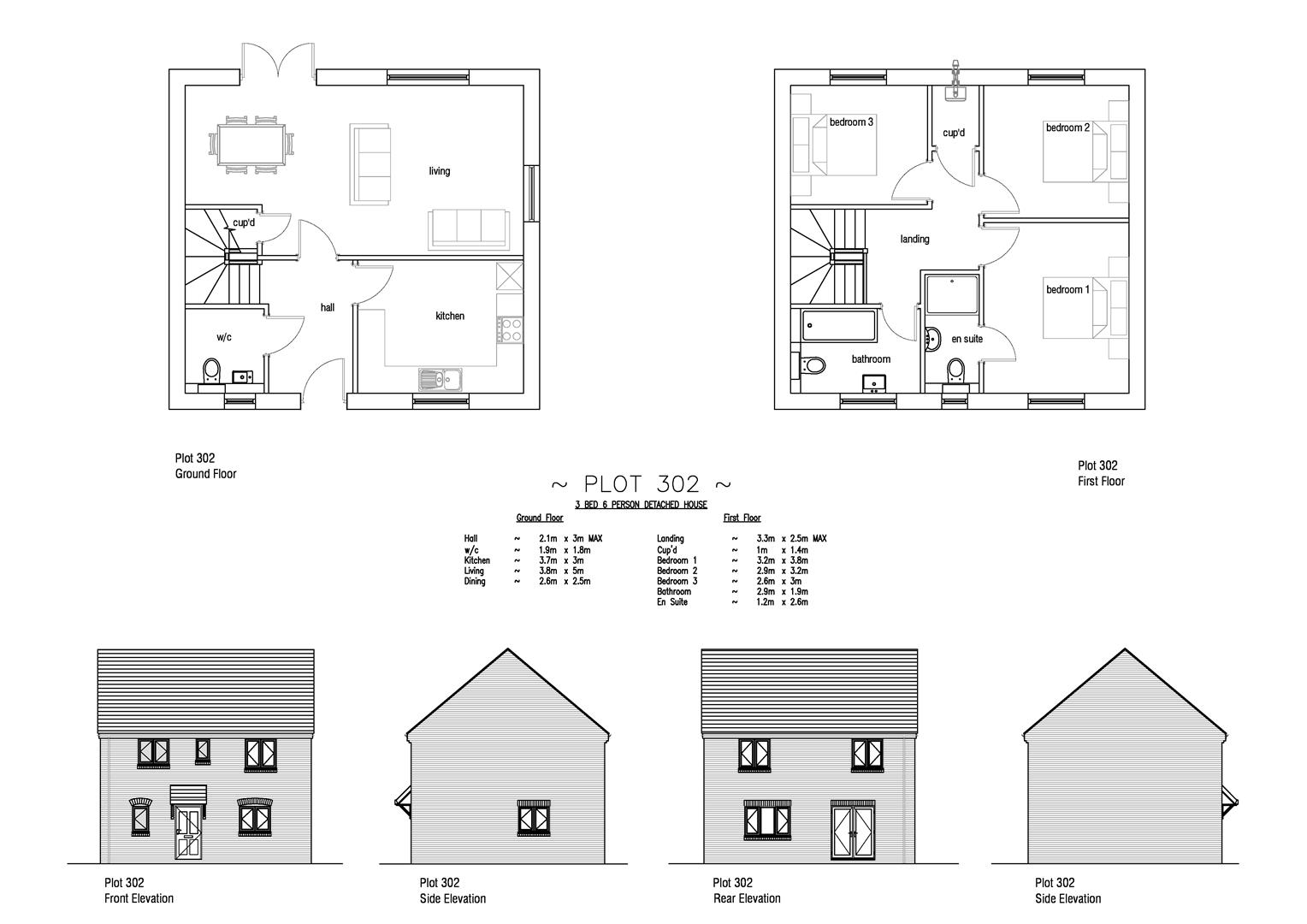 Floorplan for Plot 302 Curtis Fields, 6 Blossom Grove, Weymouth, DT4 0FS