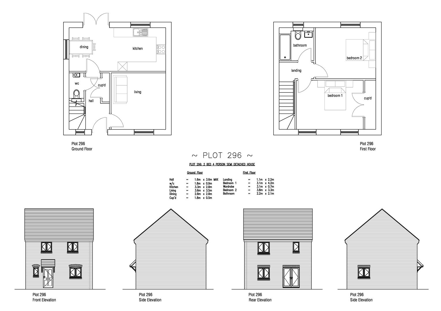 Floorplan for Plot 296 Curtis Fields, 2 Blossom Grove, Weymouth, DT4 0FS