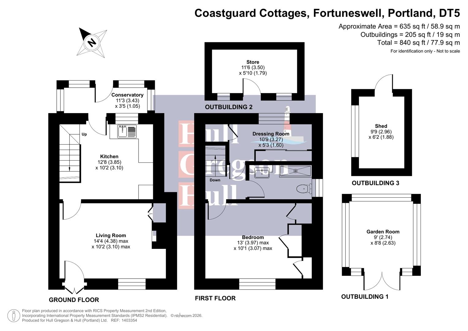 Floorplan for Coastguard Cottages, Fortuneswell, Portland