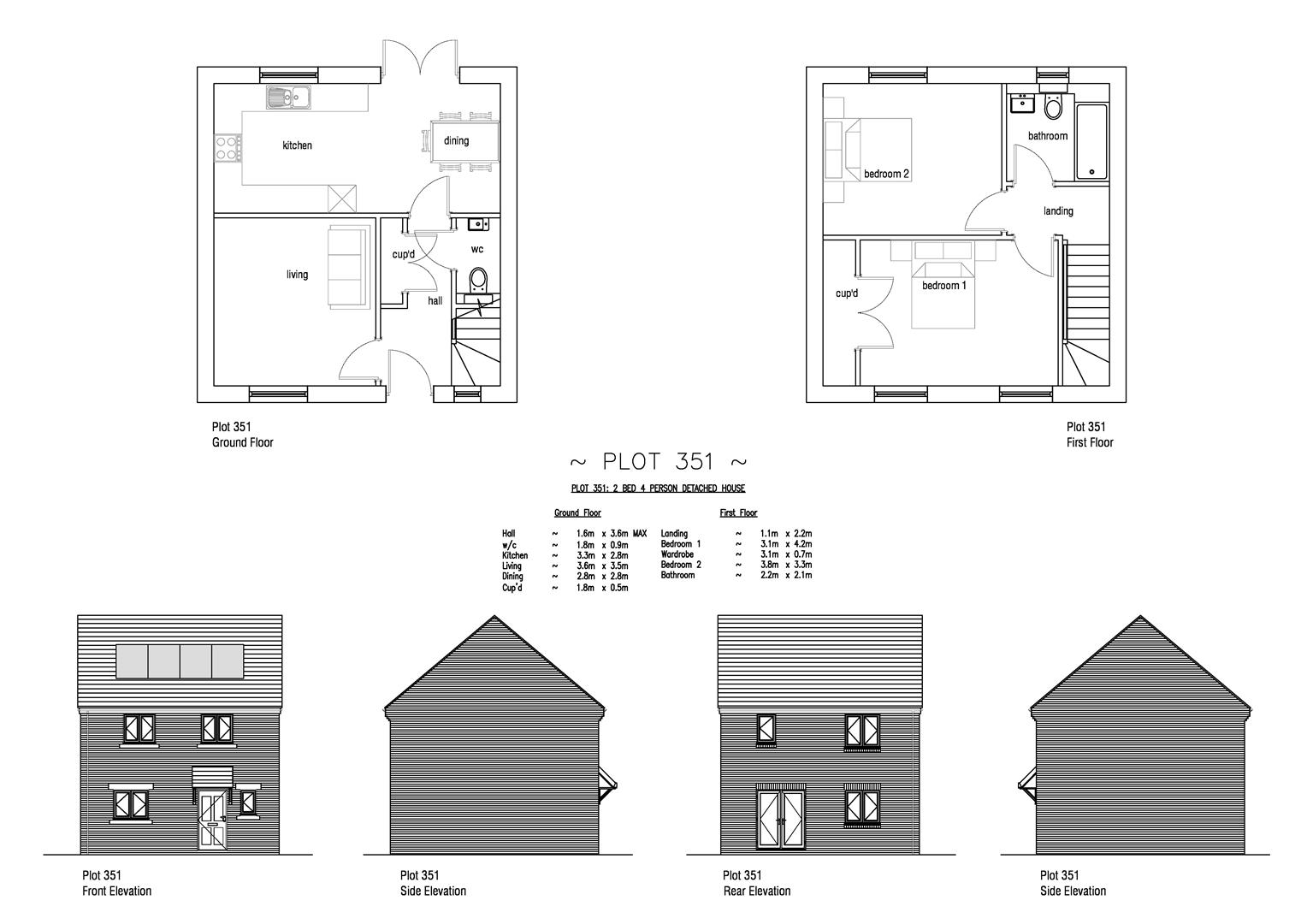 Floorplan for Plot 351 Curtis Fields, 70 Bramble Road, Weymouth, DT4 0FT