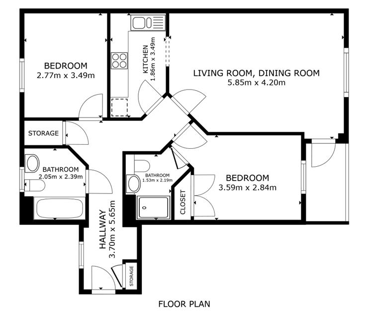 Floorplan for Corscombe Close, Weymouth