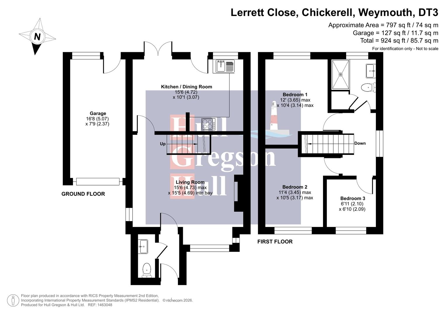 Floorplan for Lerrett Close, CHICKERELL, Weymouth