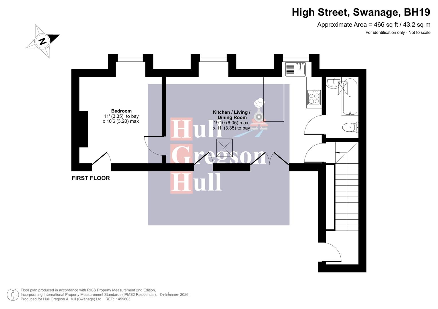 Floorplan for Flat 1, 61A High Street, Swanage