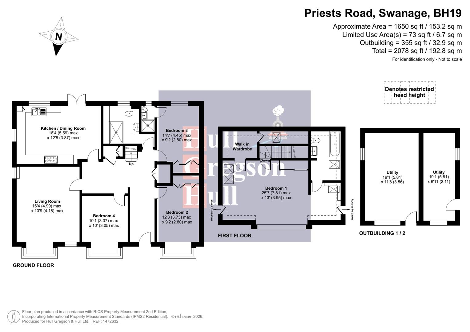 Floorplan for Priests Road, Swanage
