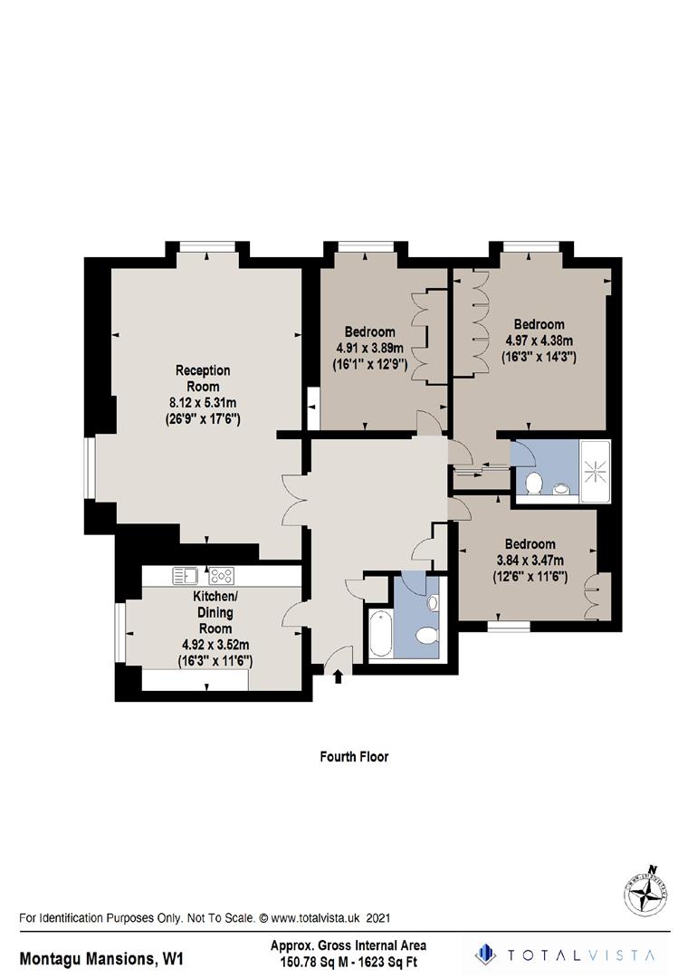 Floorplan for Montagu Mansions, Marylebone. London