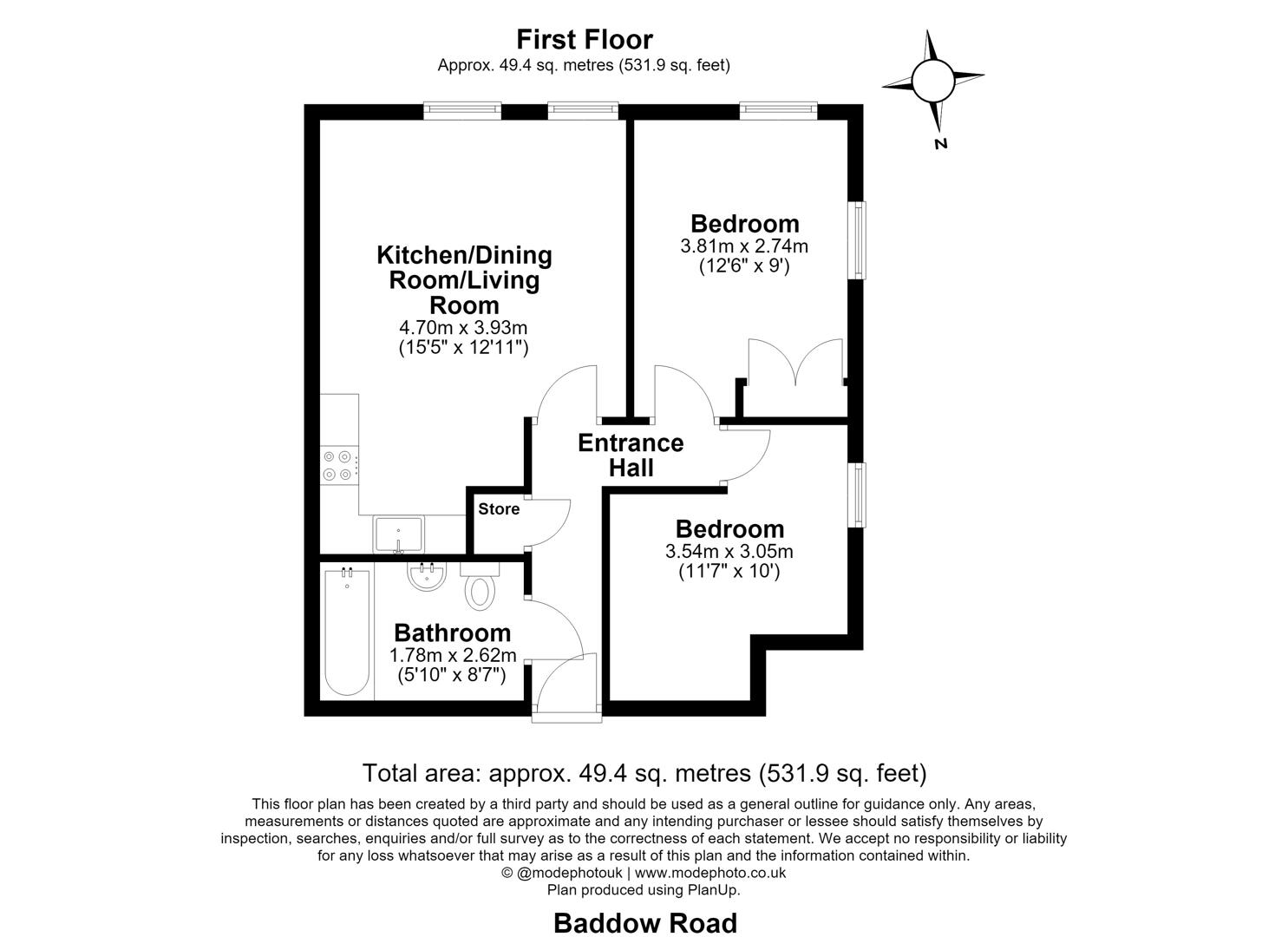 Floorplan for Baddow Road, Chelmsford