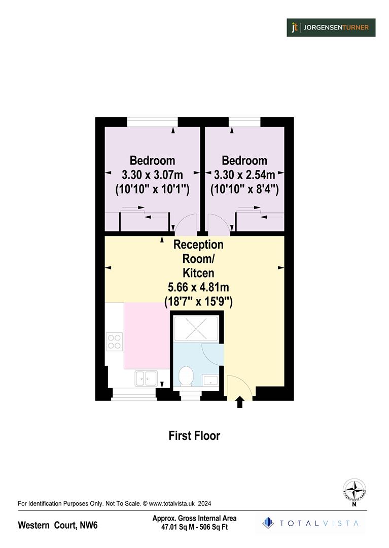 Floorplan for Two Bedroomed Flat, Queens Park, NW6 5DB