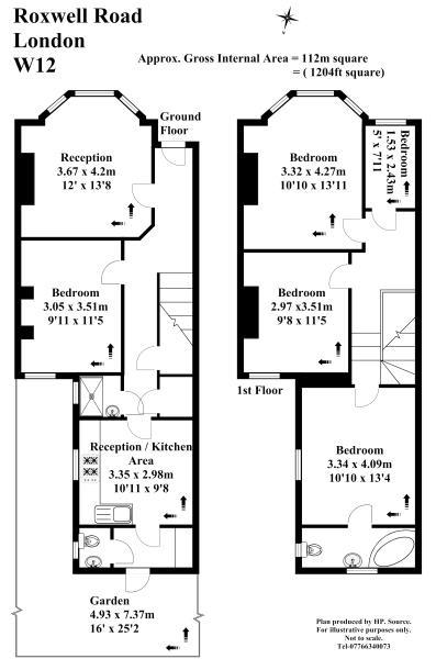 Floorplan for Roxwell Road, Shepherds Bush, London, W12