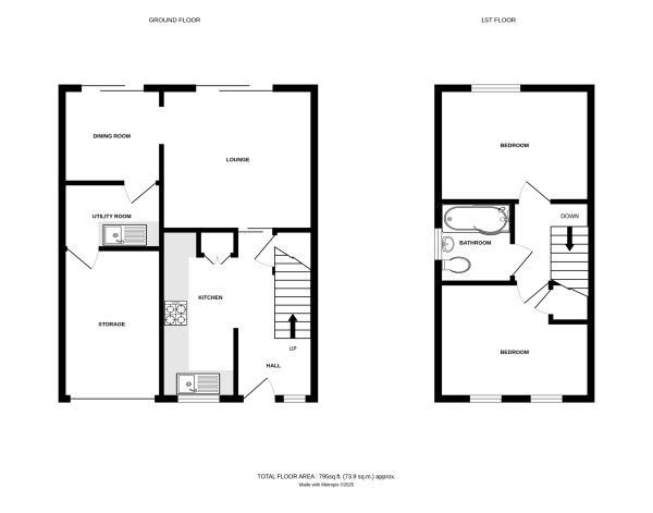 Floorplan for Westonbirt Close, Kenilworth