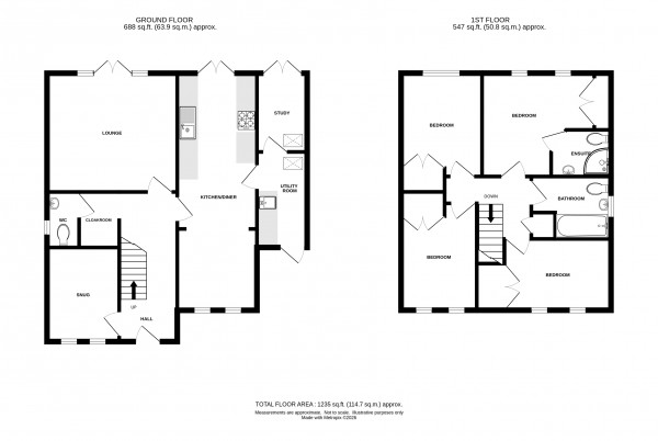 Floorplan for Pencraig Close, Kenilworth
