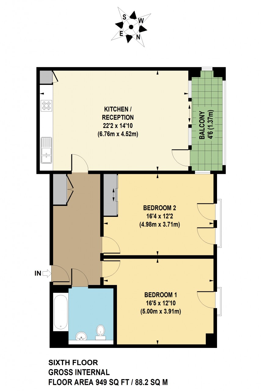 Floorplan for Raddon Tower, E8