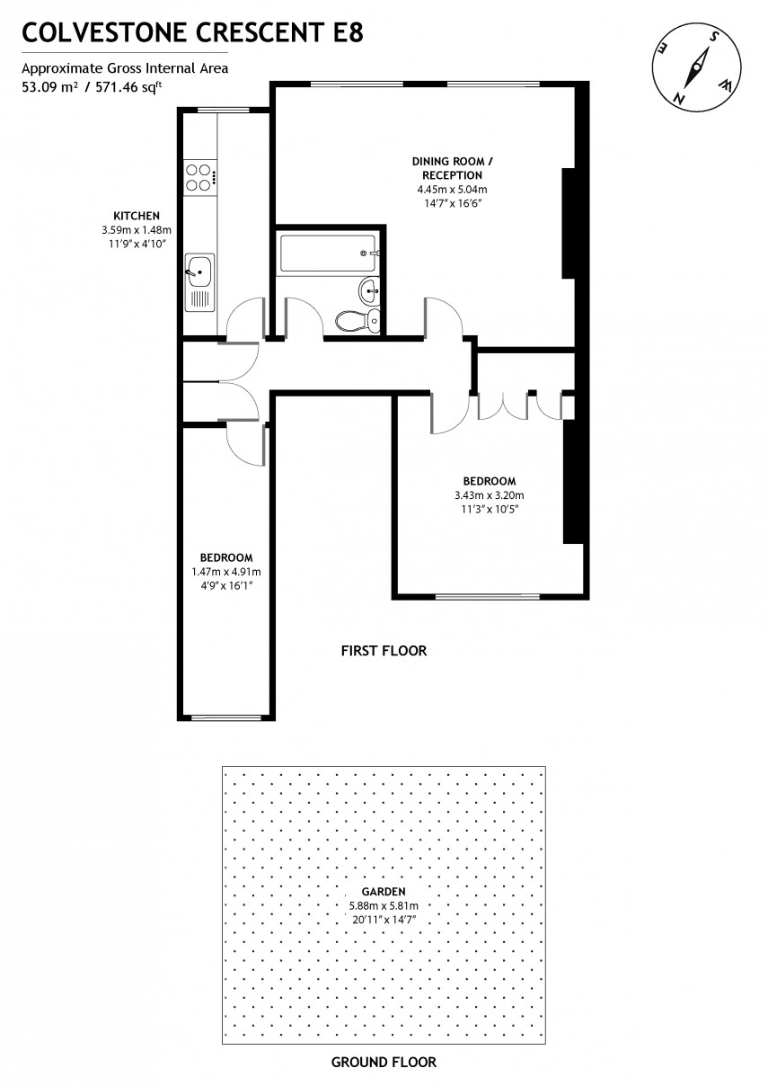 Floorplan for Colvestone Crescent, E8