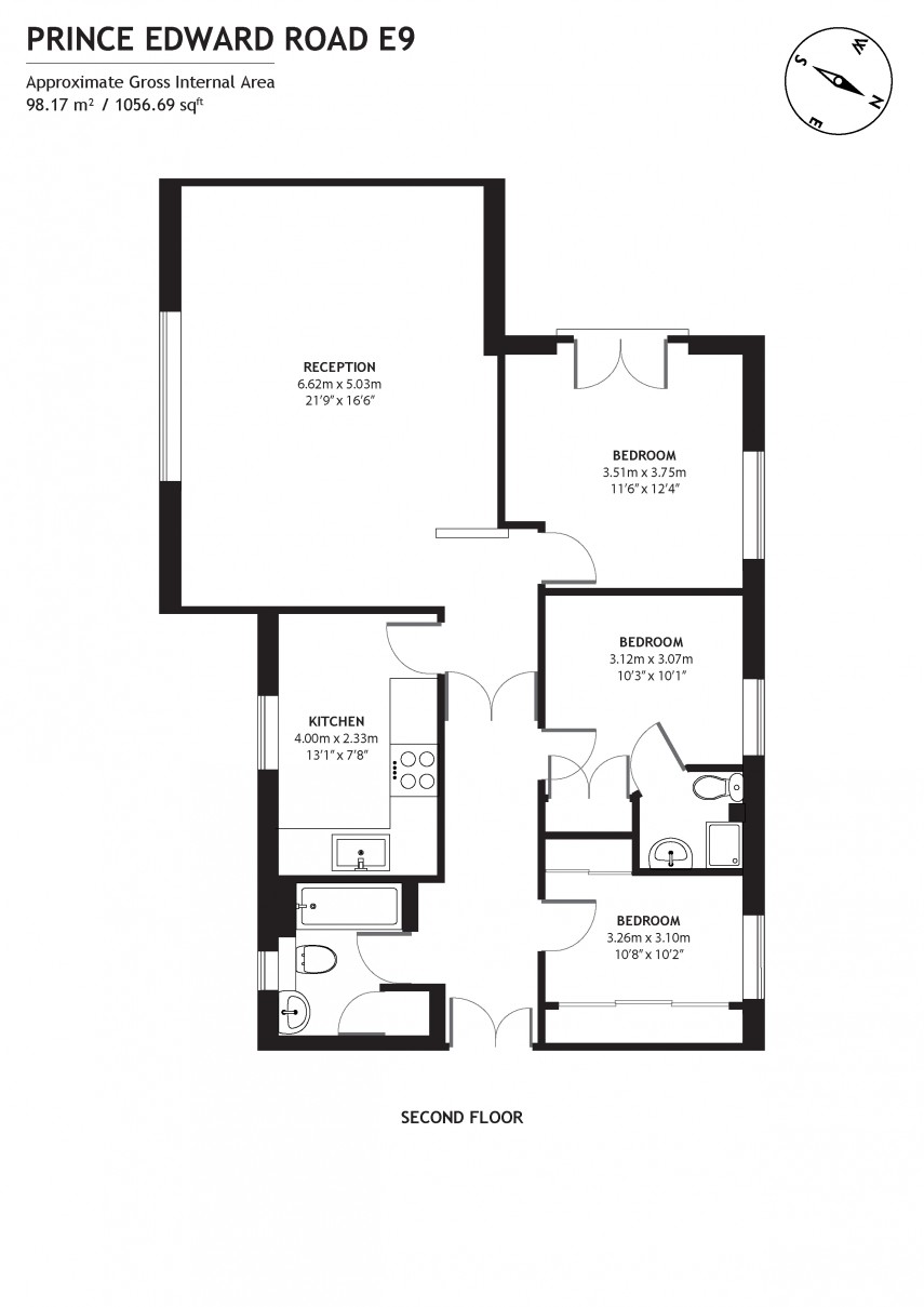 Floorplan for Prince Edward Road, E9