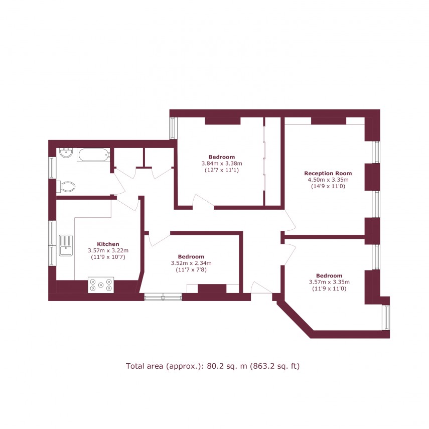 Floorplan for Northumberland Mansions, E5