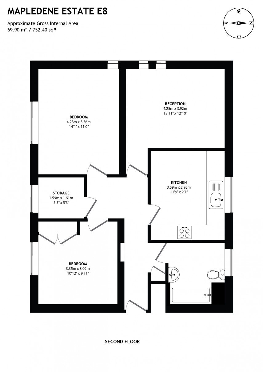 Floorplan for Mapledene Estate, E8