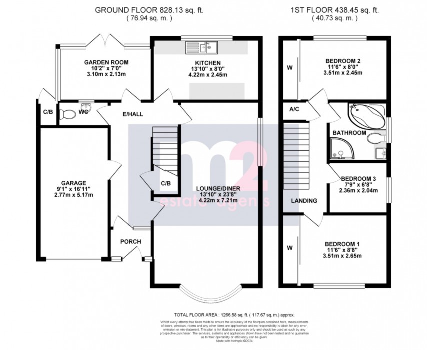 Floorplan for Priory Gardens, Usk, Monmouthshire