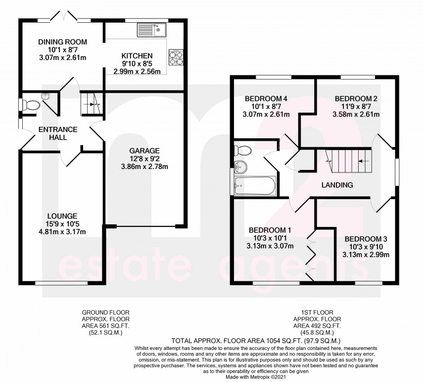 Floorplan for Trelawny Close, Usk, Monmouthshire