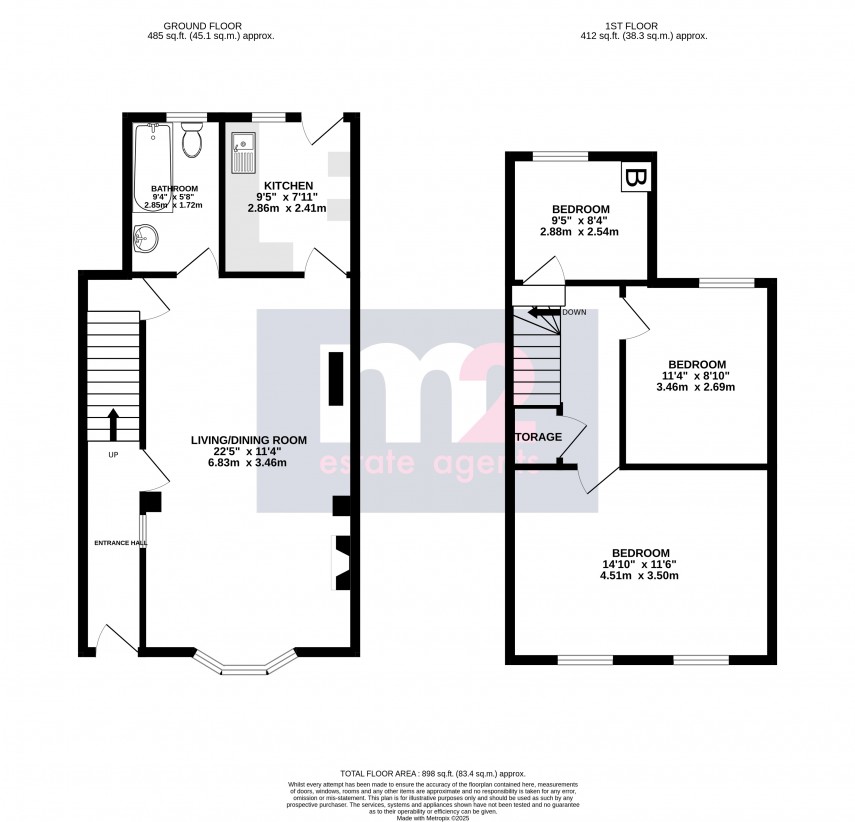 Floorplan for Ross Road, Abergavenny, Monmouthshire