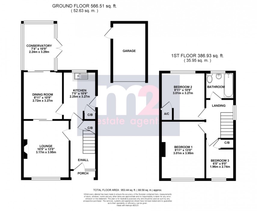 Floorplan for Priory Gardens, Usk, Monmouthshire
