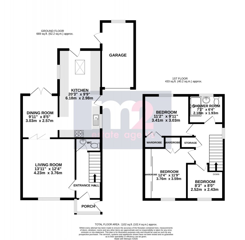 Floorplan for Penperlleni, Pontypool, Monmouthshire