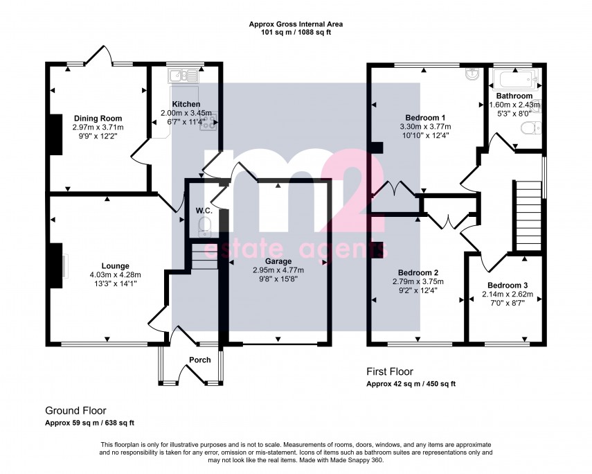 Floorplan for Priory Gardens, Usk, Monmouthshire