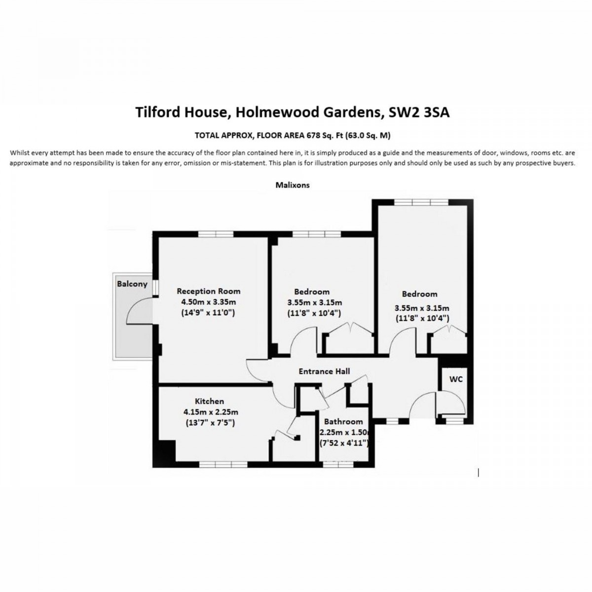 Floorplan for Holmewood Gardens, Tilford House, SW2