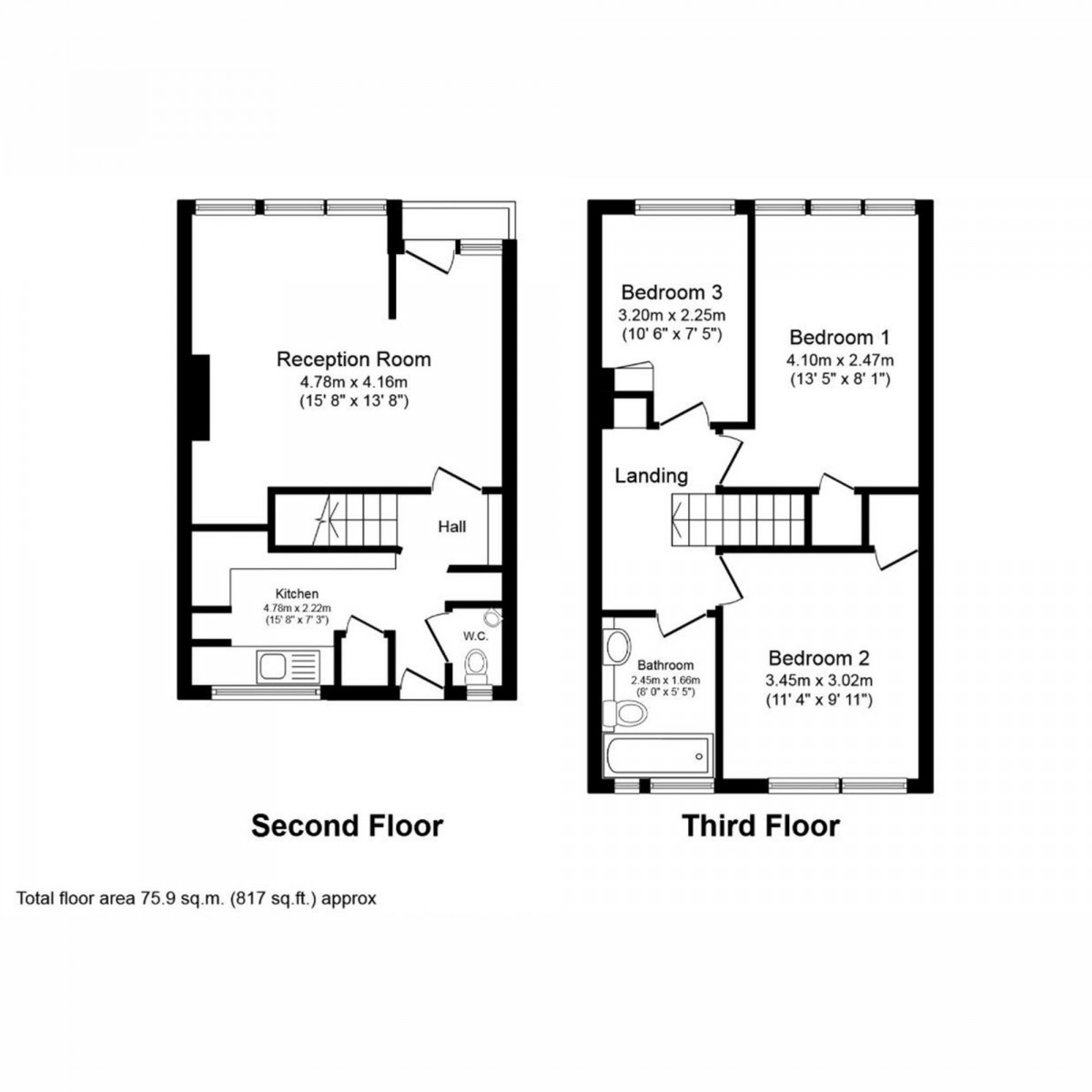 Floorplan for Tooting Bec Road, London, SW17