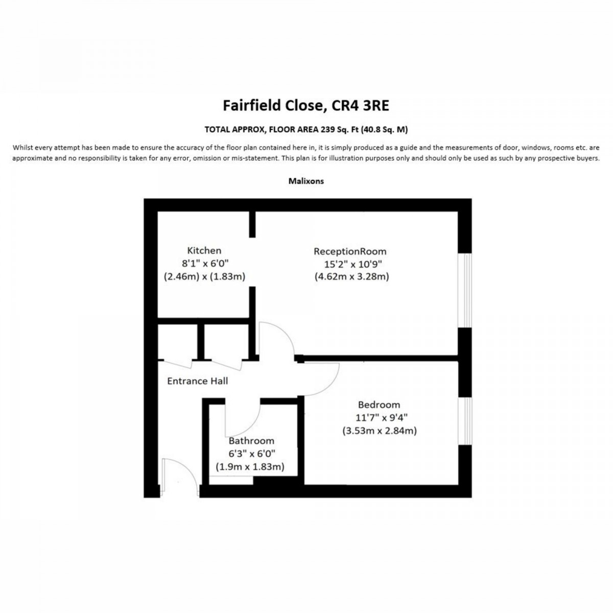 Floorplan for Fairfield Close, Mitcham, CR4