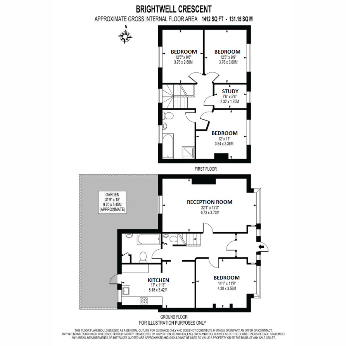 Floorplan for Brightwell Crescent, London, SW17