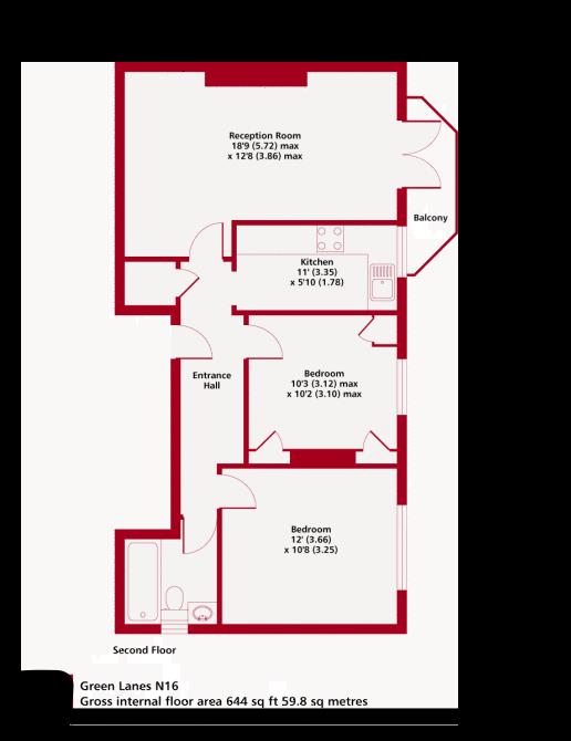 Floorplan for Bedford Court, London, N16