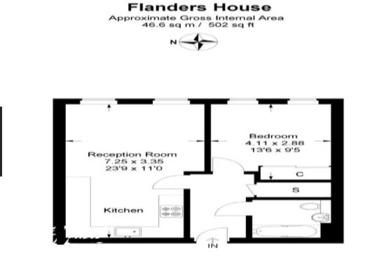 Floorplan for Flanders House, Defoe Road, N16