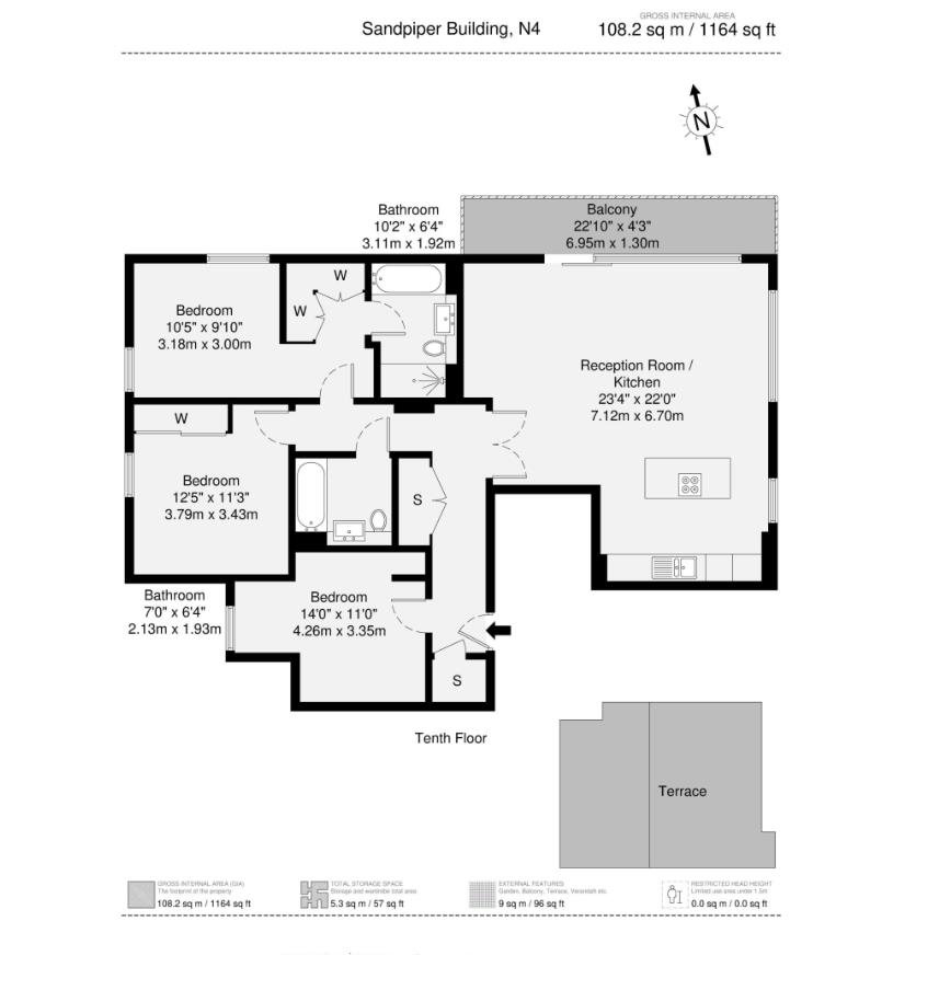 Floorplan for Sandpiper Building, Woodberry Down, N4