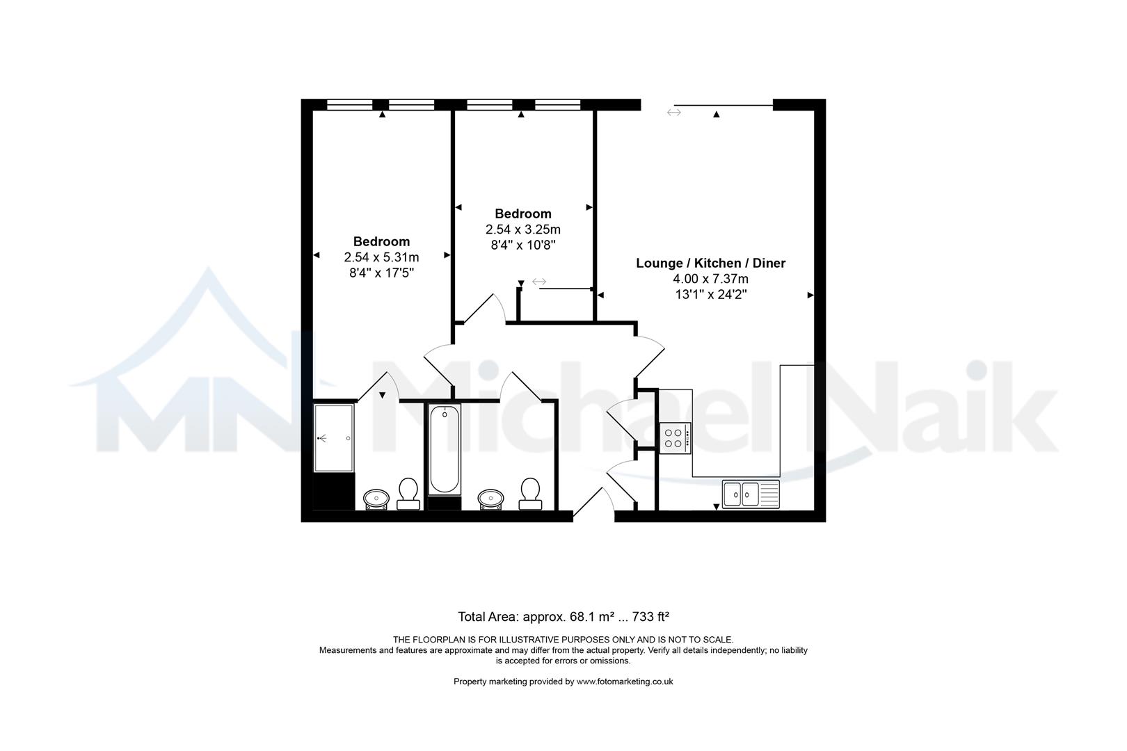Floorplan for Flanders House, Defoe Road, N16
