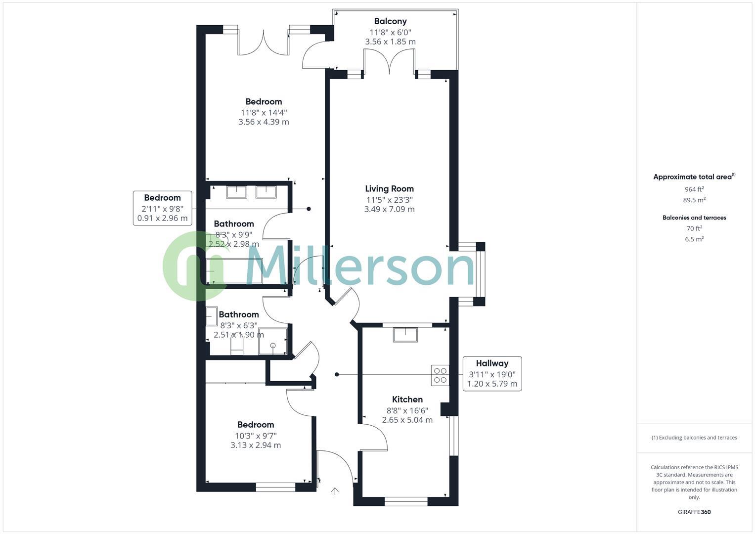 Floorplan for Carbis Beach Apartments, Carbis Bay, St. Ives