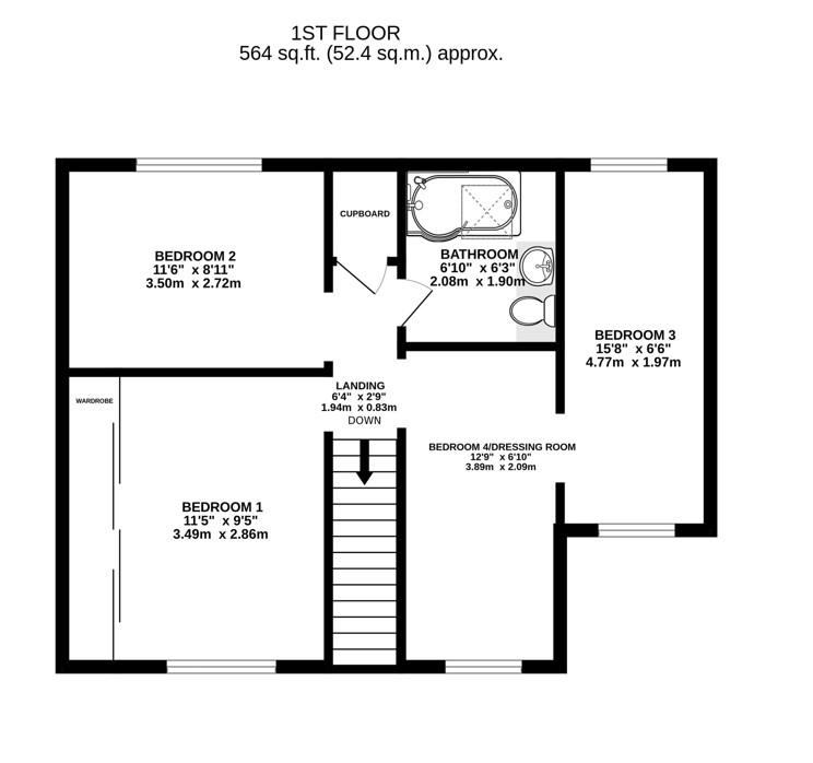 Floorplan for Elm Close, Kings Stanley, Stonehouse